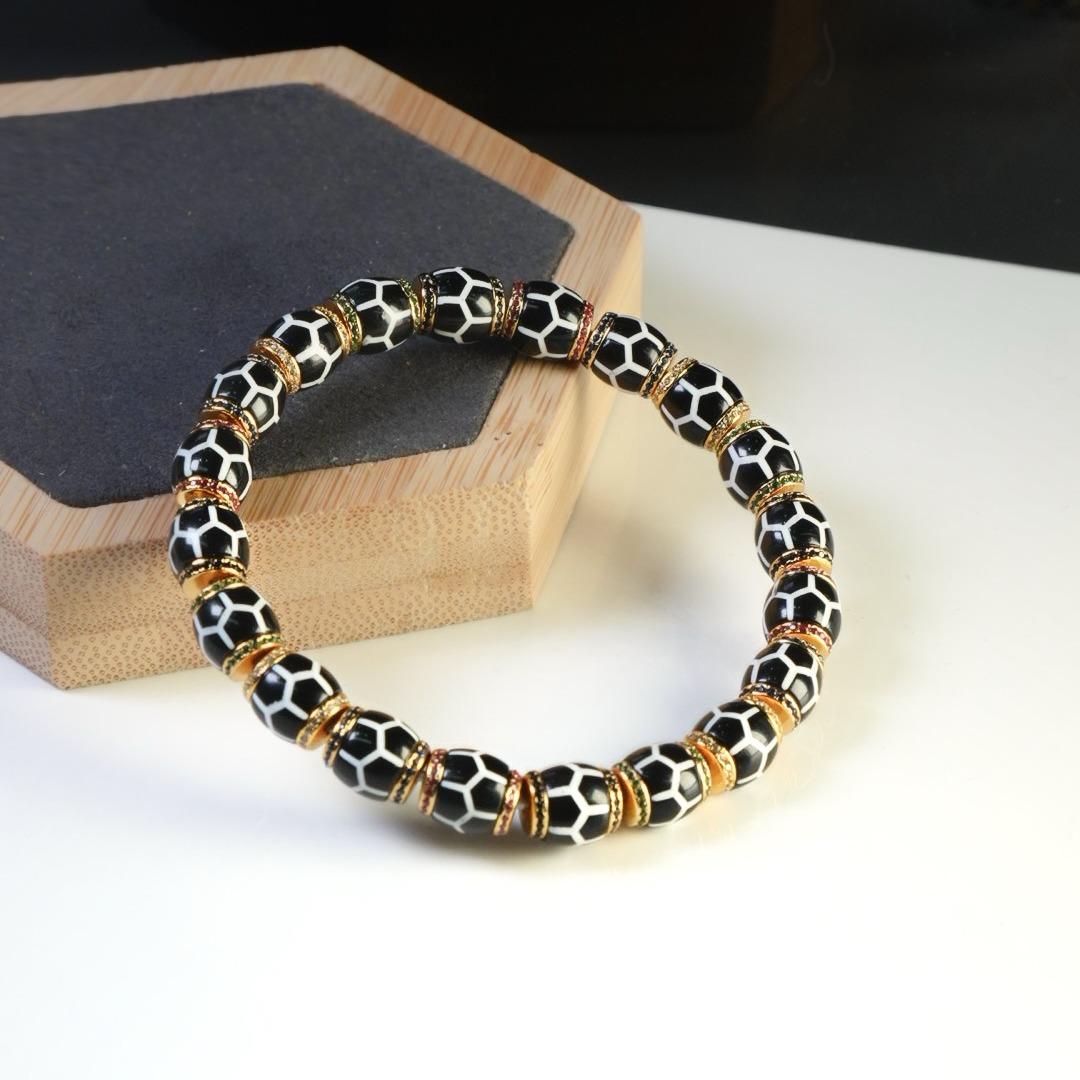 Turtle Shell Bead Bracelet with a football shape